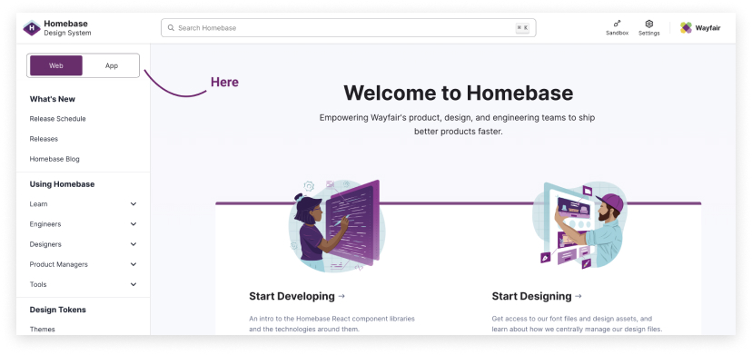 Updated Homebase Design System Homepage